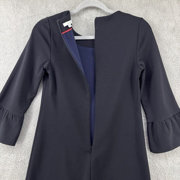 Boden Dress Womens 2R Black Ponte Stretch Sheath Crew Neck 3/4 Flutter Sleeve - Picture 10 of 16